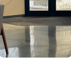 Polished commercial floor after cleaning